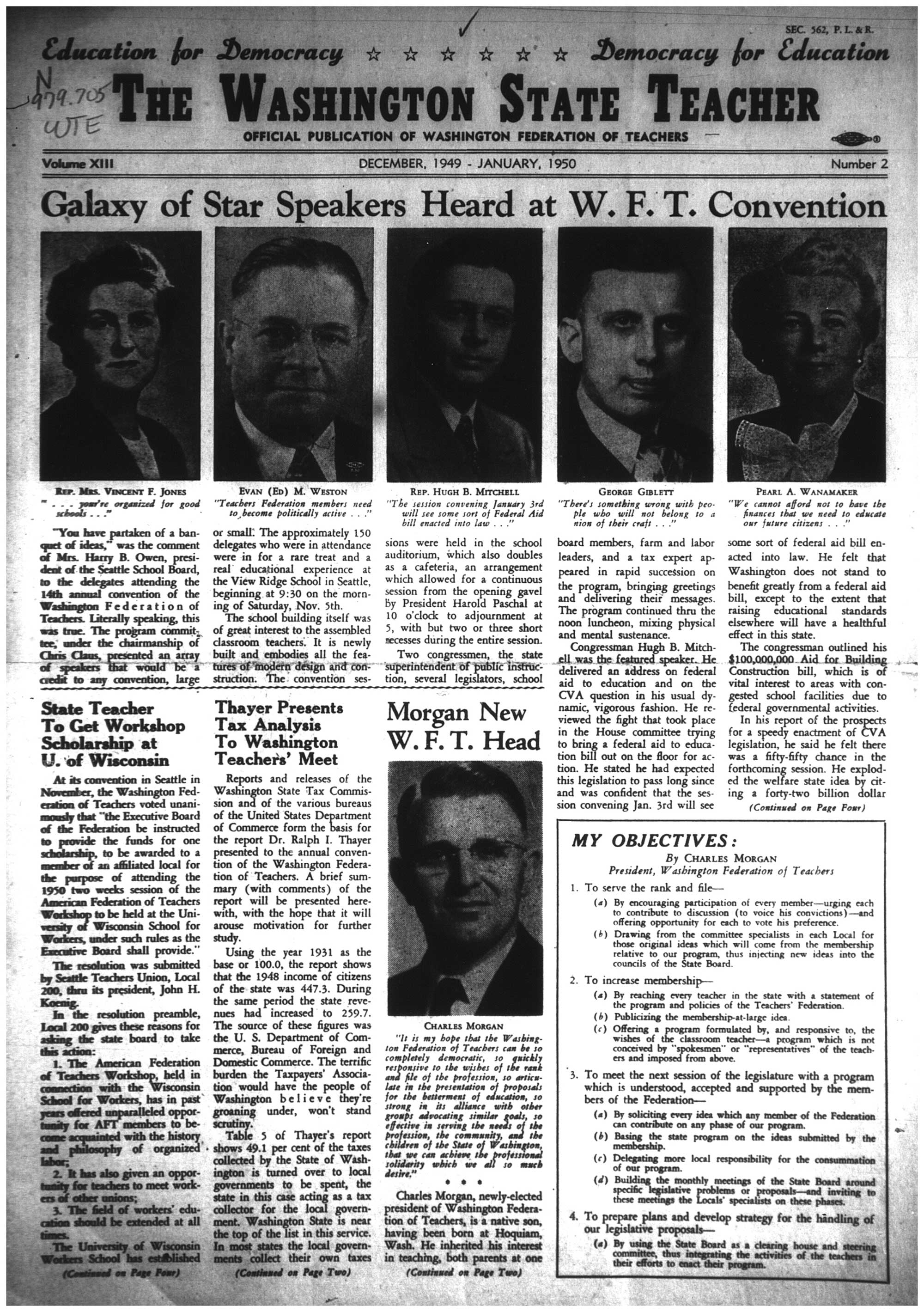 Washington State Teacher (newspaper) Seattle 19371968